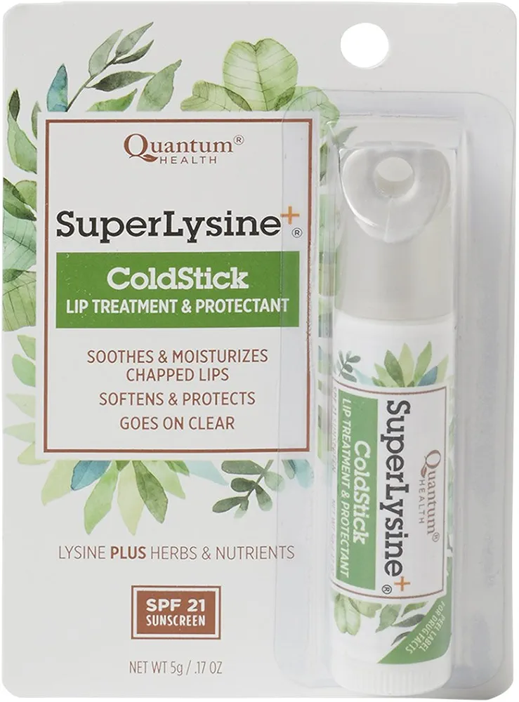 Quantum Health SuperLysine+ ColdStick Lip Sunscreen|Soothes and Moisturizes Lips|Softens and Protects from the Sun|Goes on Clear|0.17 Ounce