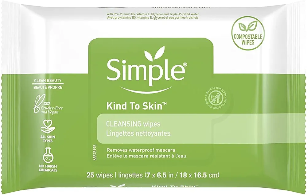 Simple Cleansing Facial Wipes 25 Count (Pack of 3)