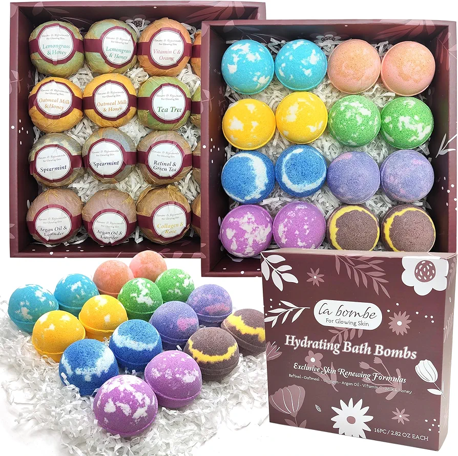 Natural Bath Bombs for Sensitive Skin! Skin Booster Bath Bomb Set for Women & Girls! Retinol Moisturizing Bath Bombs Gift Set for Teen Girls & Ladies. Best Skin Loving Bath Bombs - Organic Ingredients