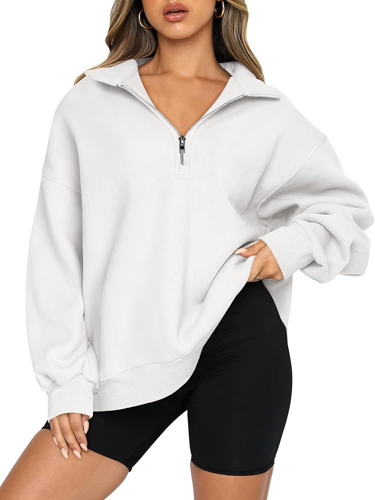 ANRABESS Women Oversized Sweatshirts Quarter Half Zip Hoodies Long Sleeve Pullover Top 2024 Fall Y2K Teen Girl Trendy Clothes