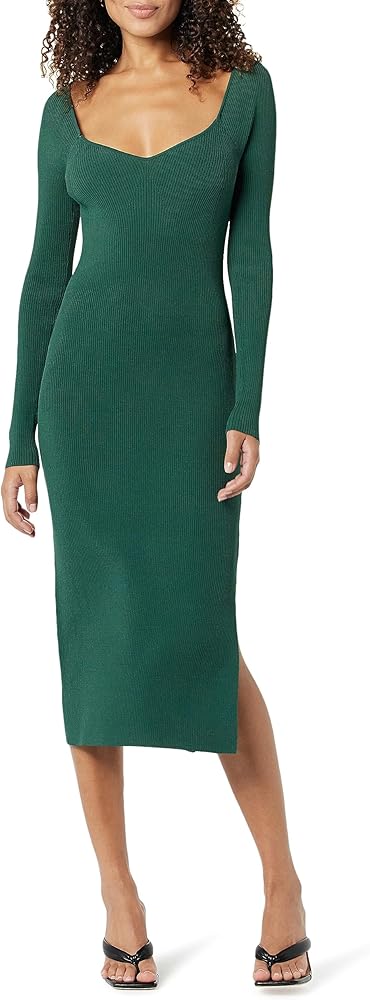 The Drop Women's Cameron Ribbed Sweetheart Neckline Sheath Sweater Dress