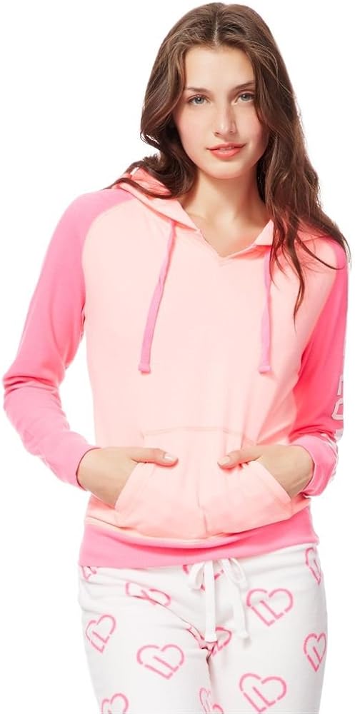 AEROPOSTALE Womens Logo Sleeve Hoodie Sweatshirt, Pink, Large