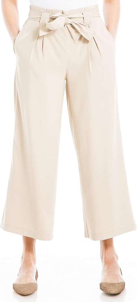 Max Studio Women's Twill Cropped Wide Leg Pant