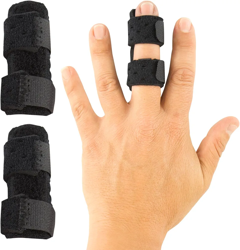 Vive Finger Splint (2 Pack) - Universal Finger Straightener - Broken and Trigger Finger Splints - Finger Brace for Arthritis pain and Support - Sprain Relief for Middle, Index, Ring, Pinky Fingers