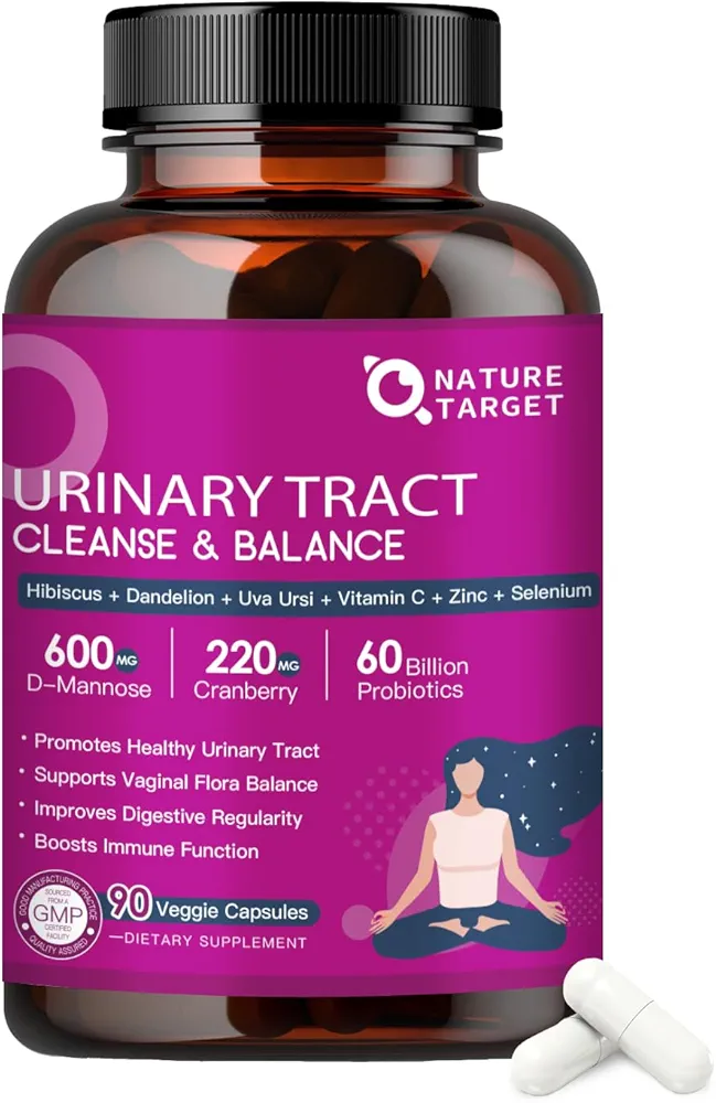 Probiotics for Women Urinary Tract Health with D Mannose & Cranberry - 60 Billion CFUs Vaginal Probiotics with Prebiotics, Digestive Enzymes for Women Digestive Health, UTI & PH Balance - 90 Capsules