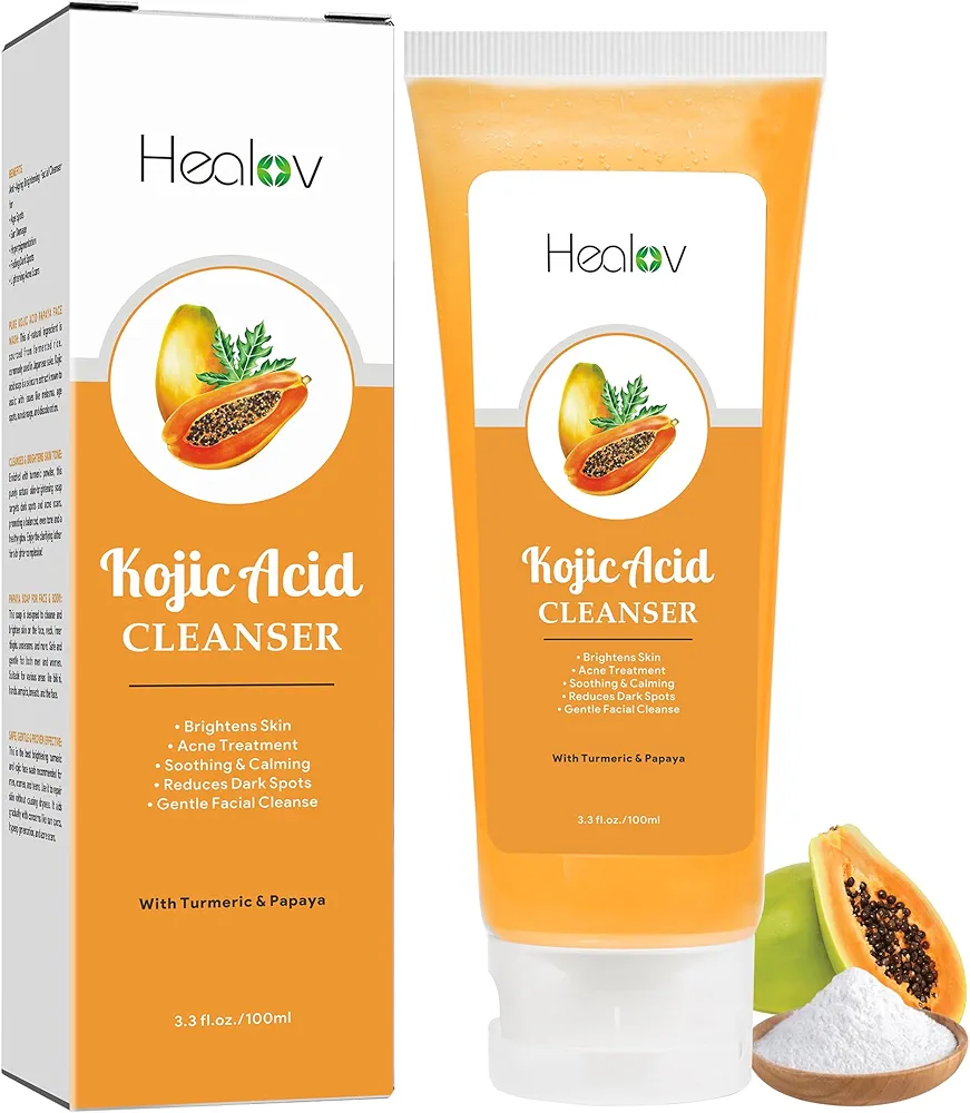 Kojic Acid Soap – Skin Brightening Kojic Papaya Face & Body Wash for Hyperpigmentation – Dark Spot Soap Reduces Acne, Scars, and Enhances Skin Tone – Turmeric Facial Cleanser for Brighter Glowing Skin