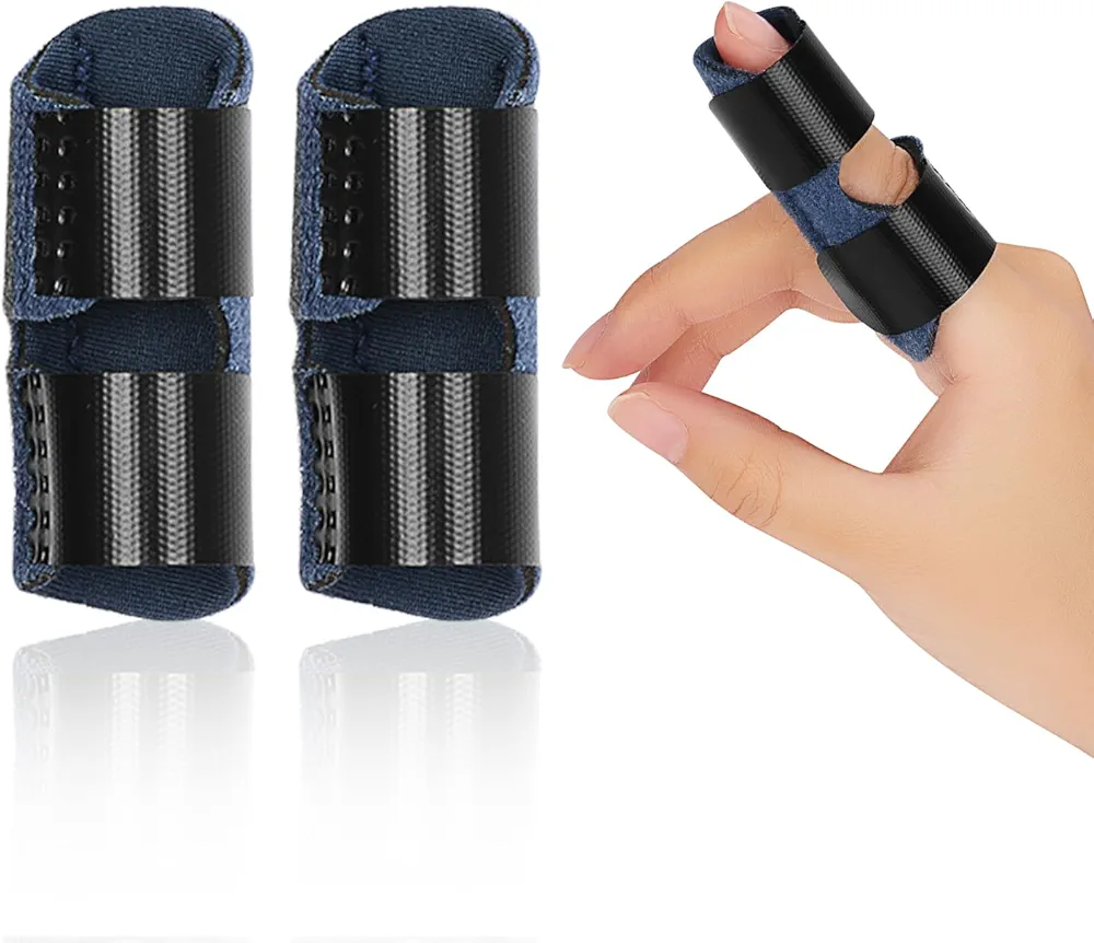 supregear Kids Finger Splint Support, 2 Pack Adjustable Finger Straightening Brace Finger Support Pinky Finger Splint for Adults Small Fingers Splints, Blue