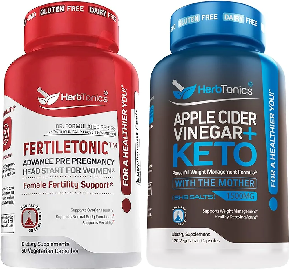 Fertility Supplements for Women to Help Pregnancy & Better Conception + Prenatal Vitamins | Apple Cider Vinegar Capsules Plus Keto BHB | Fat Burner & Weight Loss Supplement for Women & Men