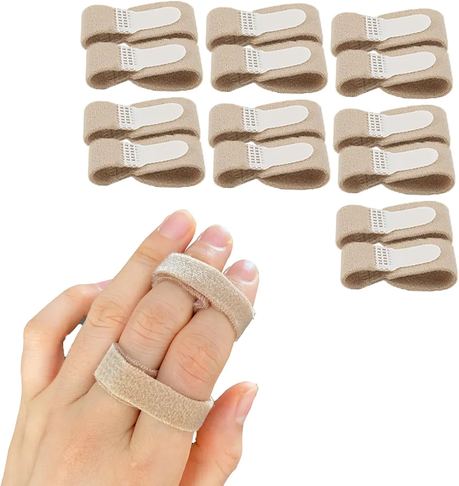 14 Pack Buddy Finger Wraps for Arthritis Injury, Non-Slip Trigger Finger Splint Loops Straps Great Washable & Reusable for Broken Finger Support for Index Middle Pinky Fingers