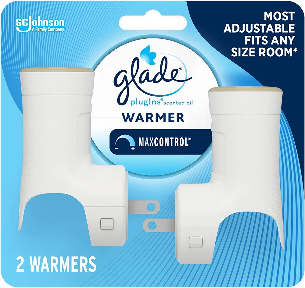 Glade PlugIns Air Freshener Warmer, Scented and Essential Oils for Home and Bathroom, Up to 50 Days on Low Setting, 2 Count