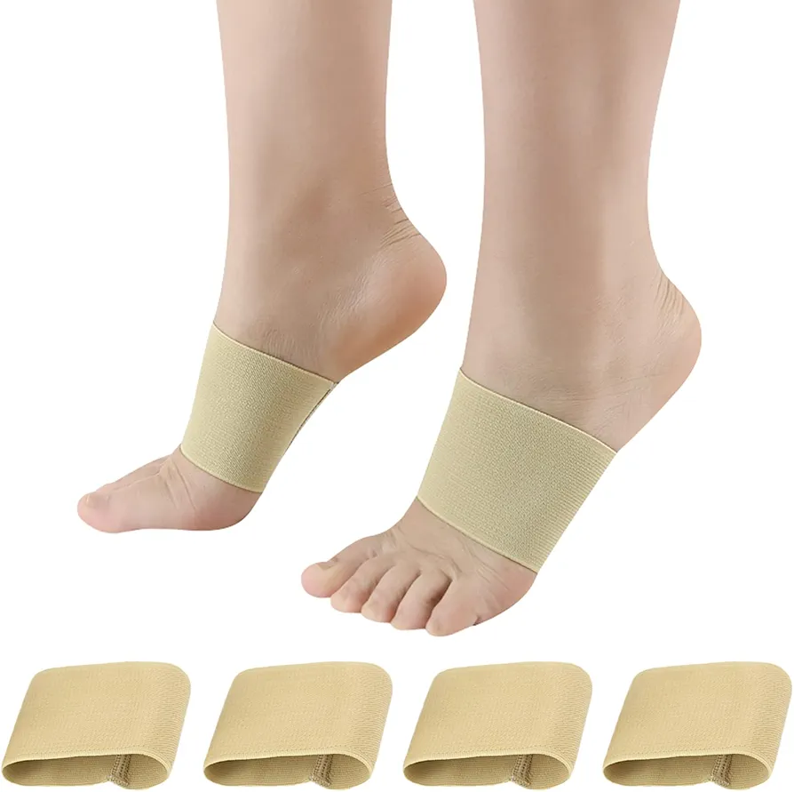 Copper Arch Compression Sleeves (4PCS), Plantar Fasciitis Sleeve Arch Support Brace for Foot Care, Plantar Fasciitis Bands for Heel Spurs, Flat Feet, Fallen Arches, High Arch, Foot Injury, Pain Relief