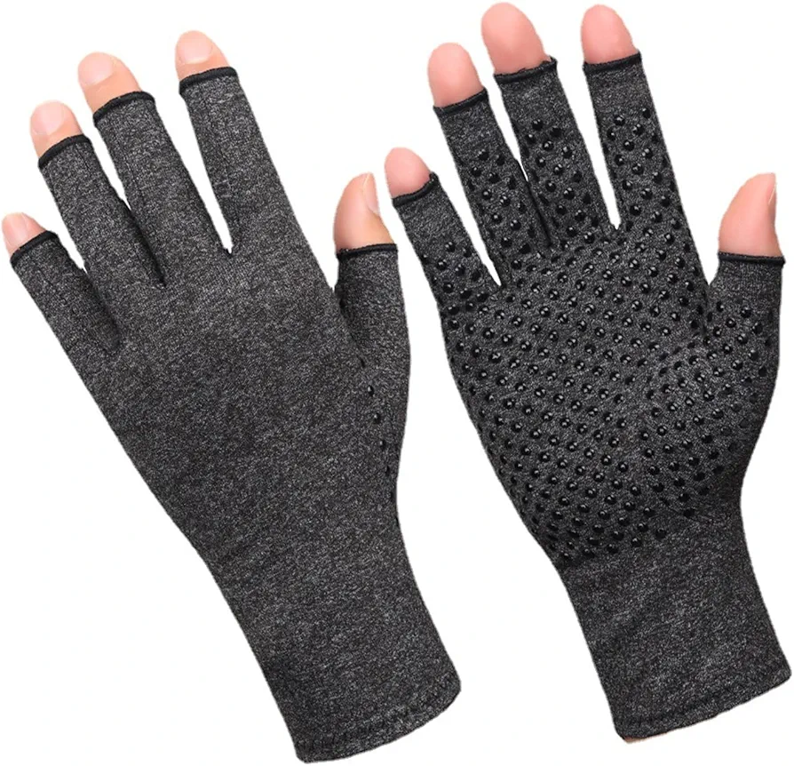 2022 Arthritis Gloves, Arthritis Compression Gloves, Non-Slip Glue Dispensing Gloves for Men and Women,Indoor Sports Health Care Half Finger Gloves,L