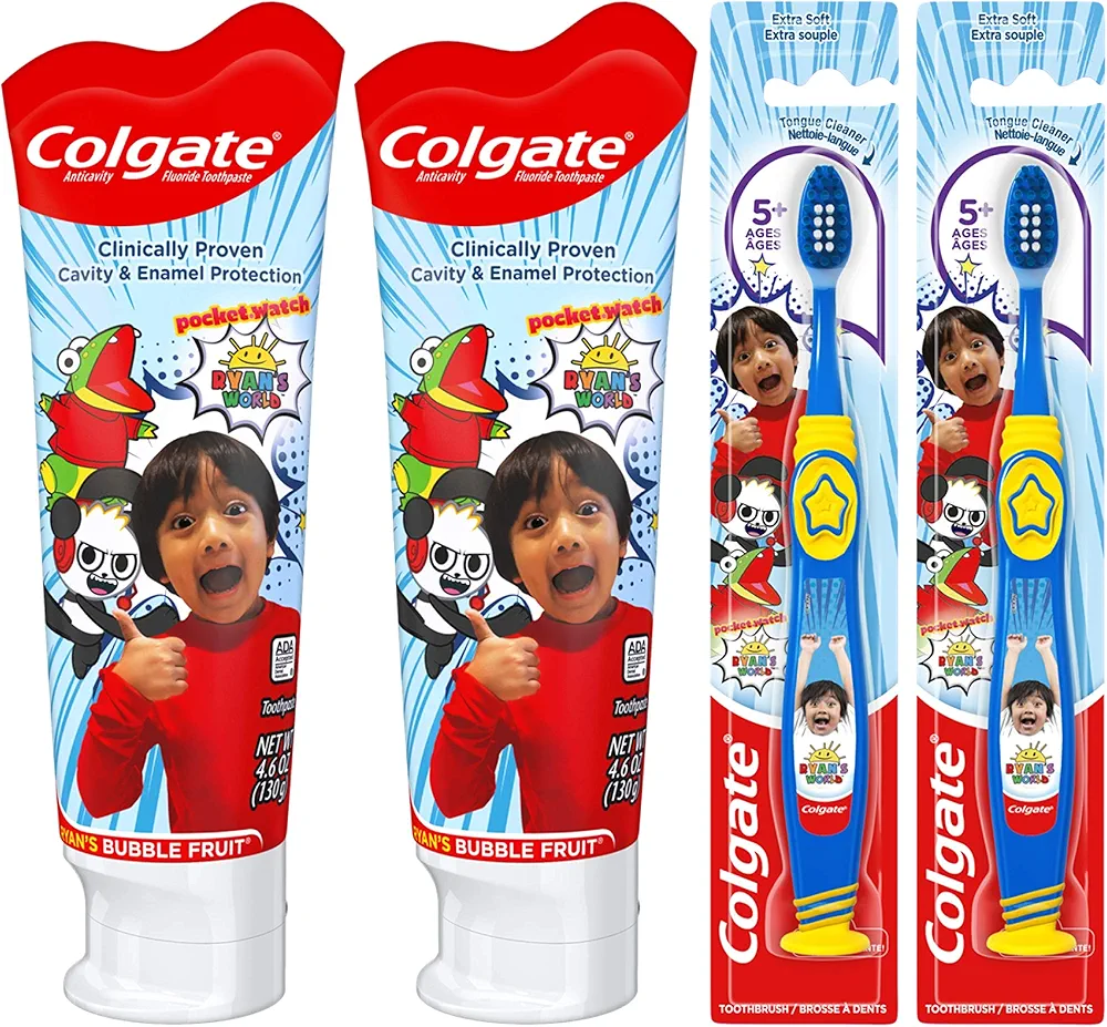 Colgate Kids Toothpaste and Toothbrush Set for Ages 5 plus, Ryan's World