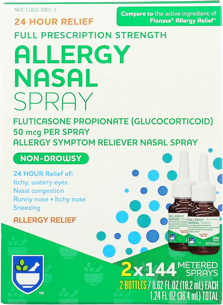 Rite Aid Allergy Relief Fluticasone Propionate Nasal Spray, 50mcg - 2 Spray Bottles, 144 Metered Sprays Each