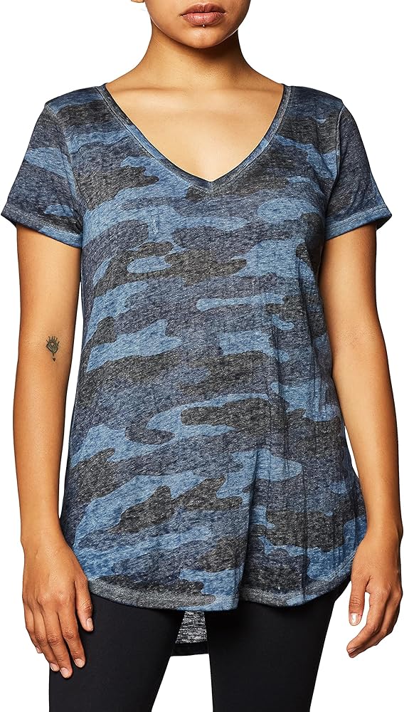 Lucky Brand Womens Short Sleeve Camo Burnout Tee Shirt