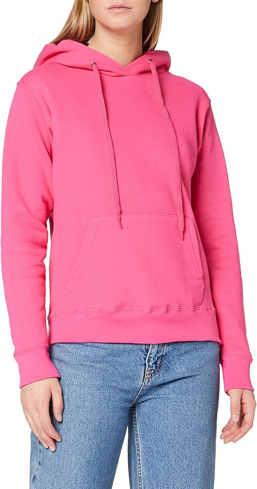 Fruit of the Loom Ladies Lady Fit Hooded Sweatshirt/Hoodie (S) (Fuchsia)