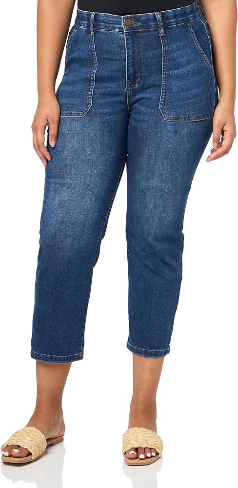 AVENUE Women's Plus Size Jean Ella Ankle, Dark WASH