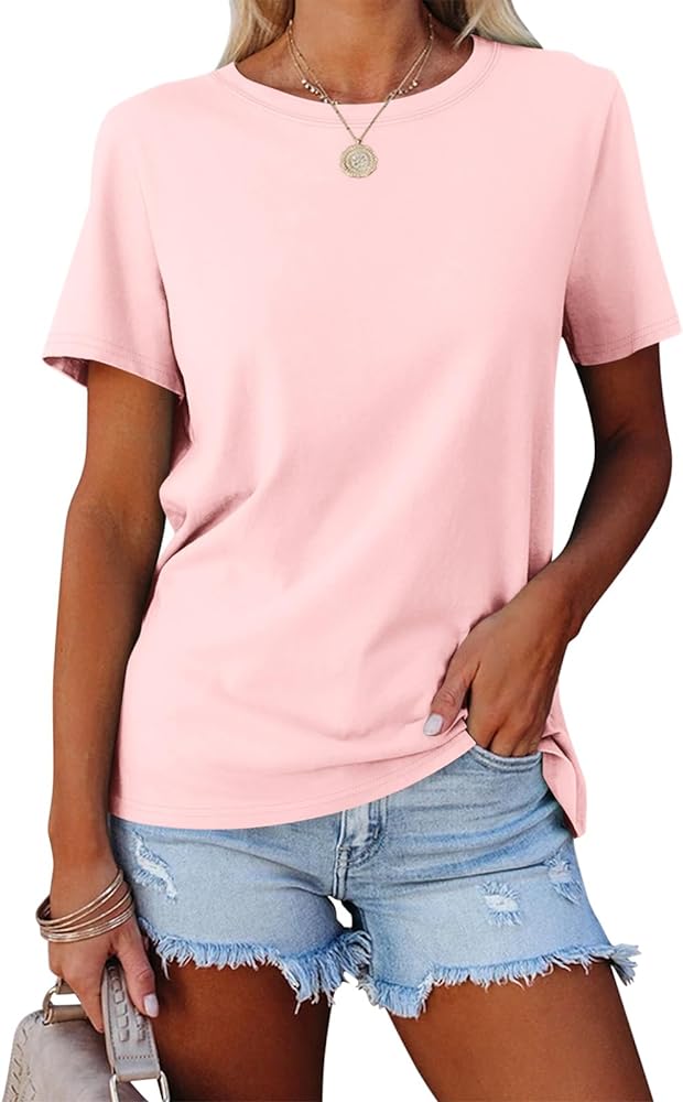 ORANDESIGNE Women's Color Block Short Sleeve T Shirts Casual Crew Neck Tops Basic Summer Loose Fit Tees