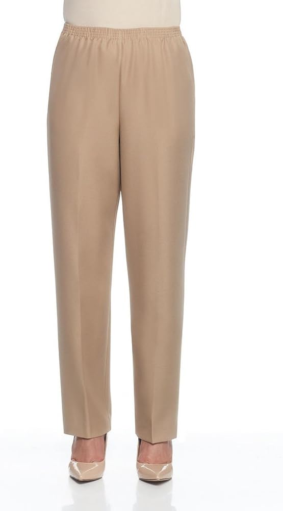 Alfred Dunner Women's Petite Polyester Pull-On Pants - Short Length, Tan, 14 Petite Short