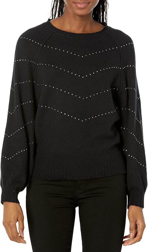 NIC+ZOE Women's Shooting Stars Sweater, Black Onyx, XXL