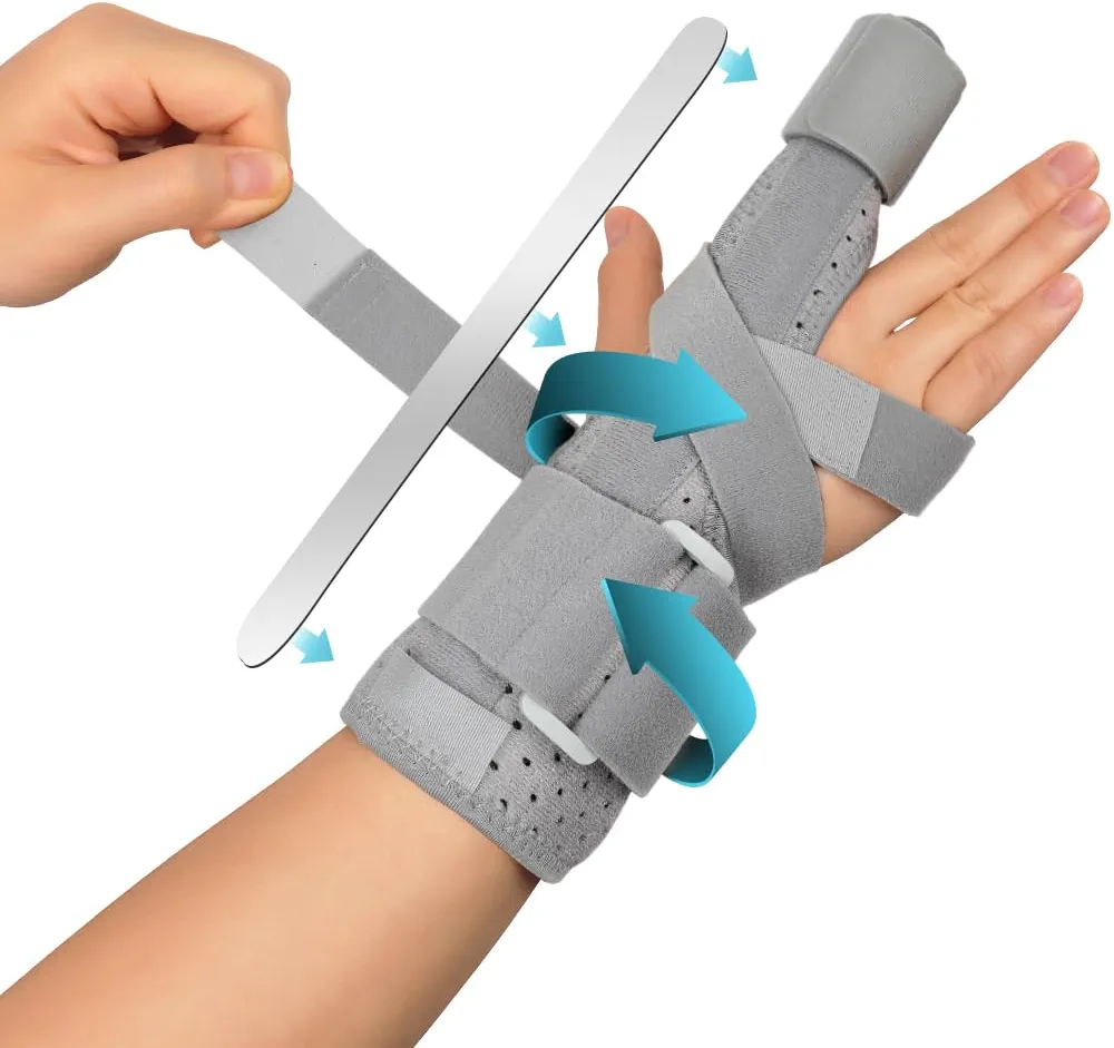 Trigger Finger Splint for Men & Women, Adjustable One or Two Finger Splint Full Hand and Wrist Brace Support, Metal Straightening Finger Immobilizer for Sprains, Finger Discomfort Relief