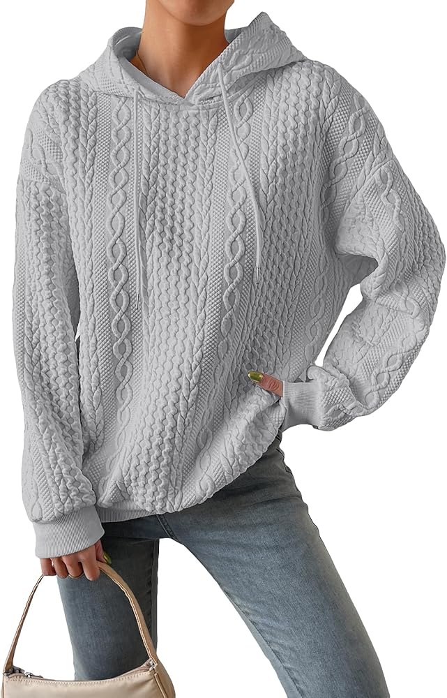 Floerns Women's Casual Long Sleeve Drop Shoulder Drawstring Hoodie Sweatshirt