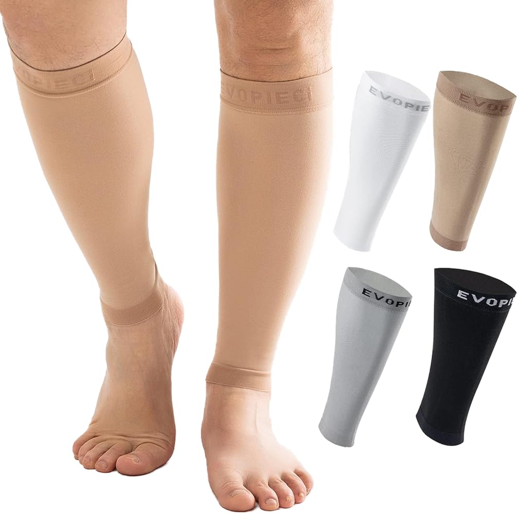 15-20mmHg 1 Pair Men and Women Wide Calf Sleeve Brace Compression Socks for Leg Support, Pain Relief