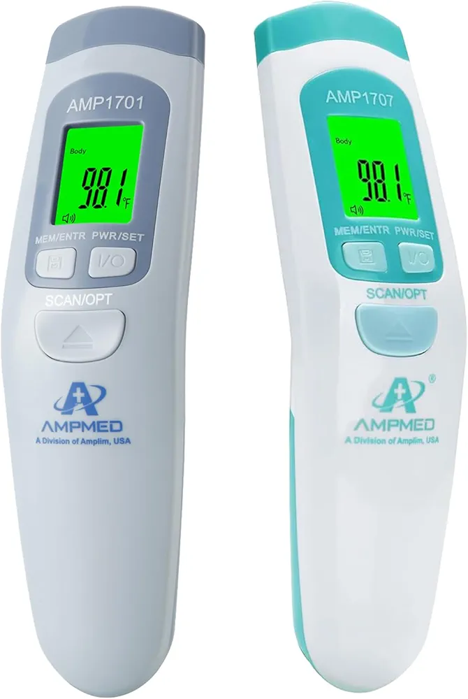 Amplim Deluxe HSA FSA No Touch Forehead Thermometer for Babies and Adults | Bundle Pack