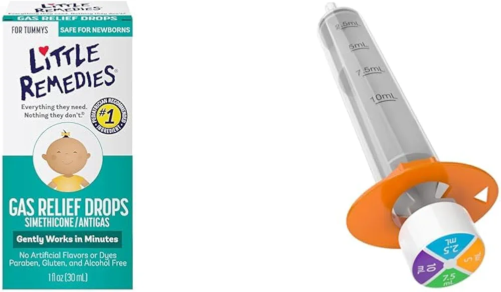 Little Remedies Gas Relief Drops & Ezy Dose Kids Oral Syringe Bundle | 1 oz. & 10 mL