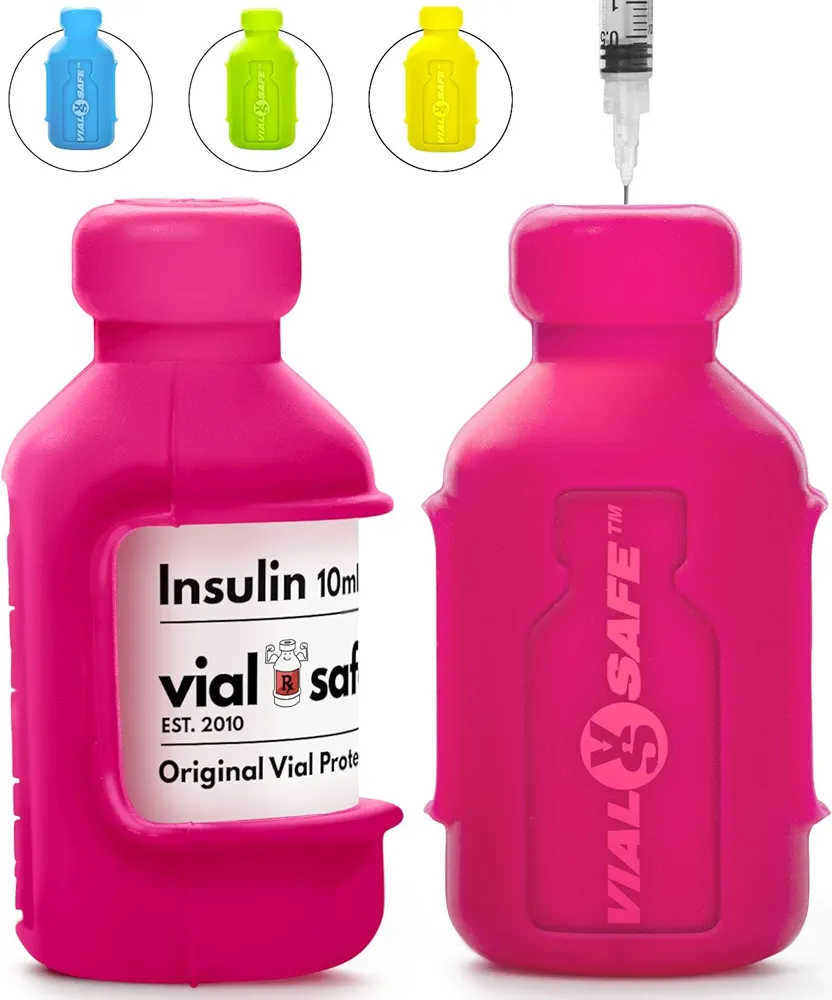 VIAL SAFE Insulin Vial Protector | Durable Vial Case | Silicone Insulin Vial Protector | Insulin Bottle Protector | Diabetes Care | Fits Lantus/Admelog/Apidra | 2-Pack, Raspberry Sorbet