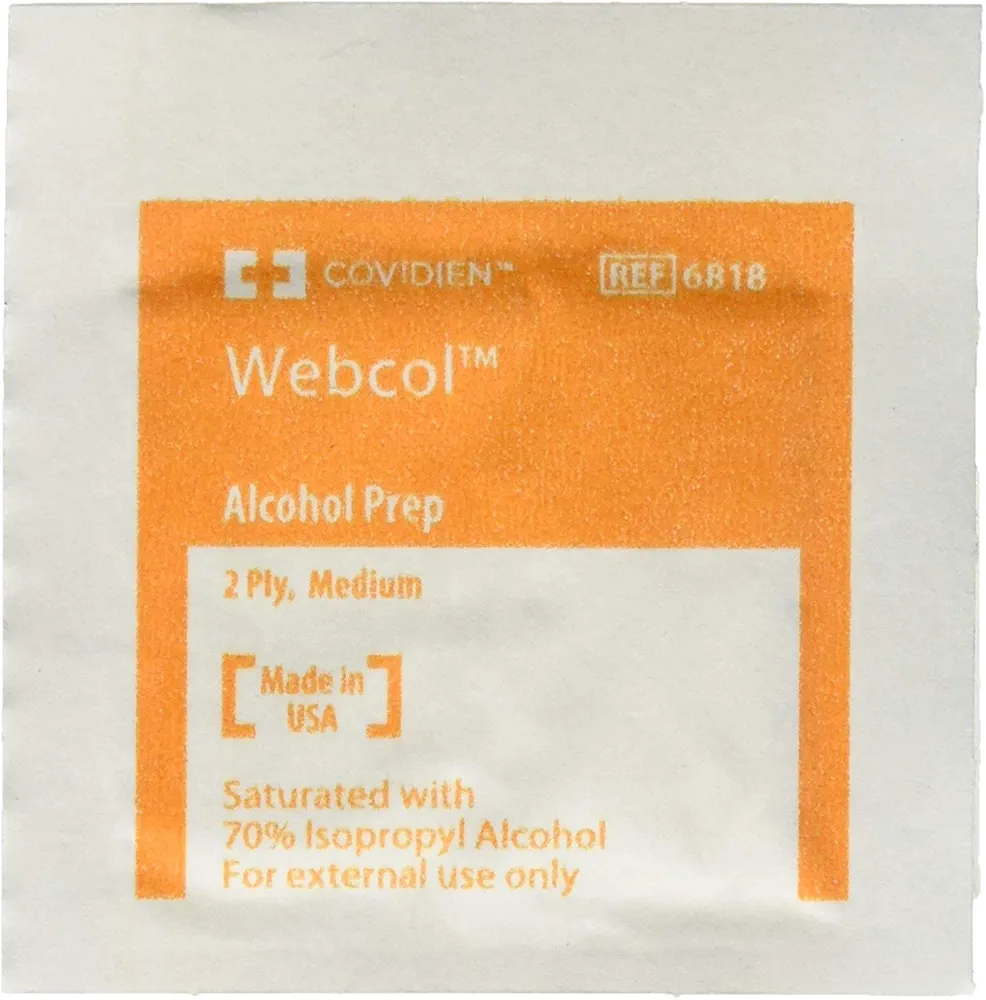 Kendall WEBCOL Alcohol Preps (Sterile), Medium, 2-ply