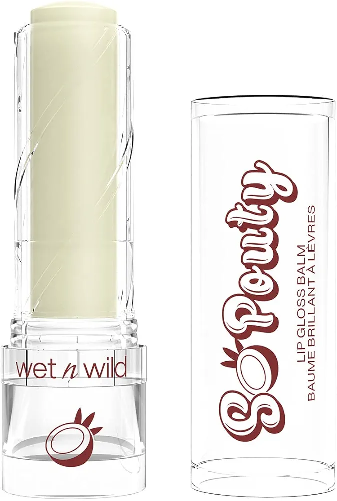 wet n wild Perfect Pout So Pouty Shine Tinted Lip Balm Coconut Flavored, Hyaluronic Acid, Vegan Collagen, Moisturizing For Dry Lip Care, Clear