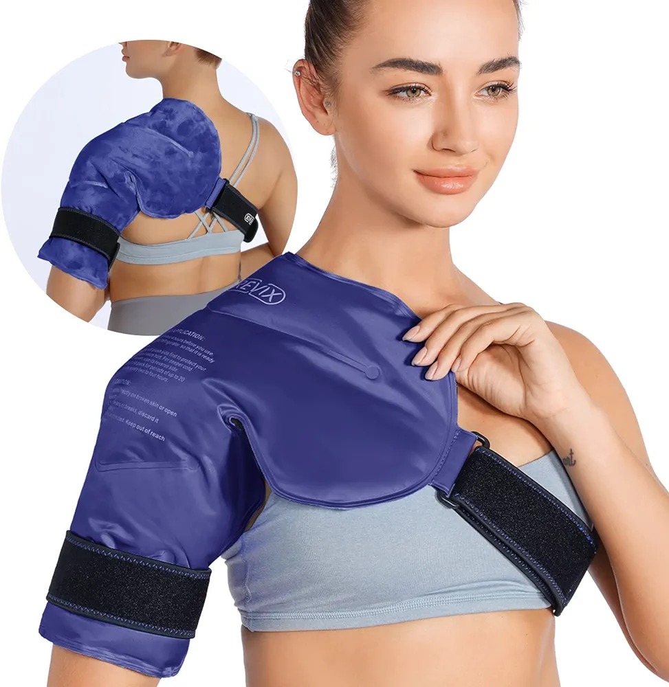 REVIX Shoulder Ice Pack Rotator Cuff Cold Therapy, Ice Packs for Injuries Reusable Gel for Shoulders Pain Relief, Bursitis and Swelling, Cold Compress Shoulder Ice Wrap Navy