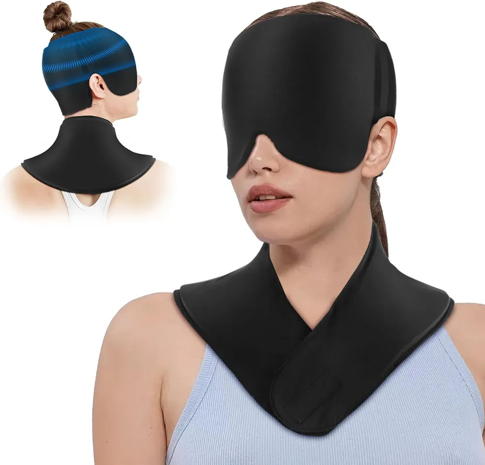 Migraine Relief Ice Hat & Neck Ice Pack Wrap Gel, Headache Relief Cap, Neck Ice Pack Wrap Cold & Heat Compression Migraine Relief Office Neck Pain Relief