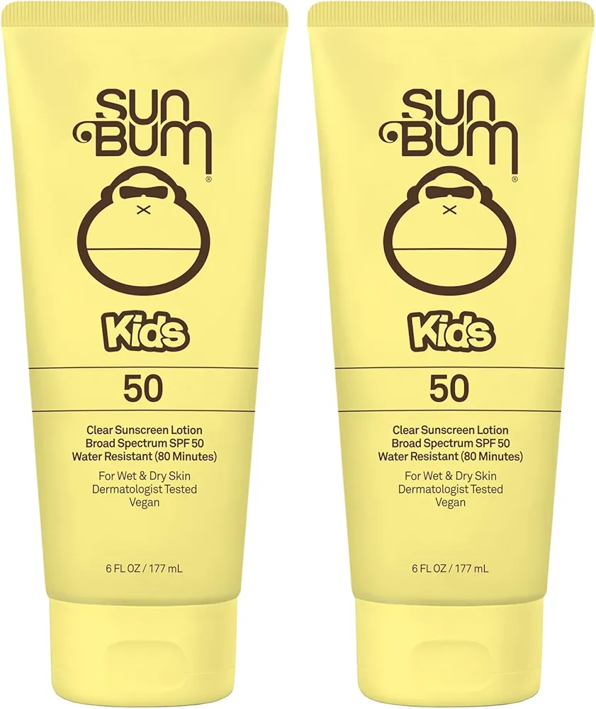 Sun Bum Kids SPF 50 Clear Sunscreen Lotion | Wet or Dry Application | Reef Friendly (Octinoxate & Oxybenzone Free) Broad Spectrum UVA/UVB Sunscreen | 6 oz (Pack of 2)