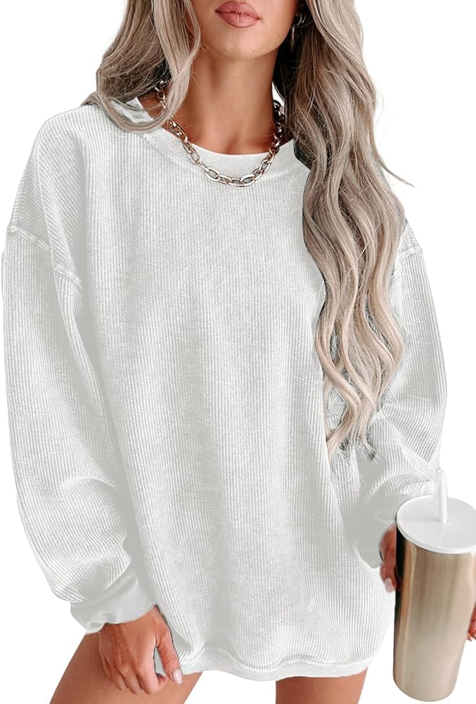 SHEWIN Women Casual Oversized Long Sleeve Crewneck Sweatshirts Pullover Tops, S-XXL