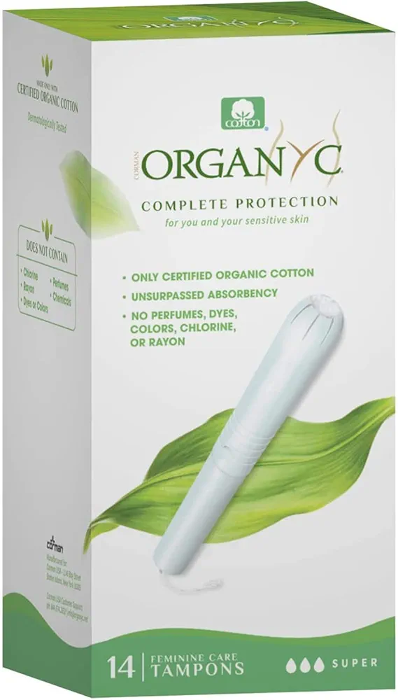 Organyc 100% Certified Organic Cotton Tampons Cardboard Applicator Regular 16 Count & Super 14 Count Bundle