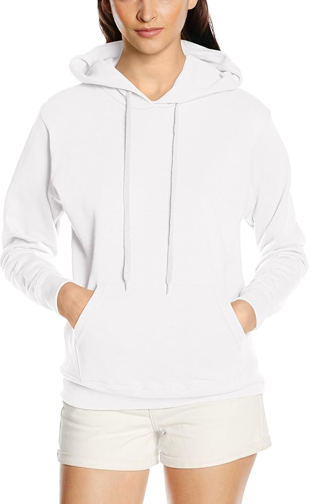 Fruit Of The Loom Ladies Lady Fit Hooded Sweatshirt/Hoodie (M) (White)