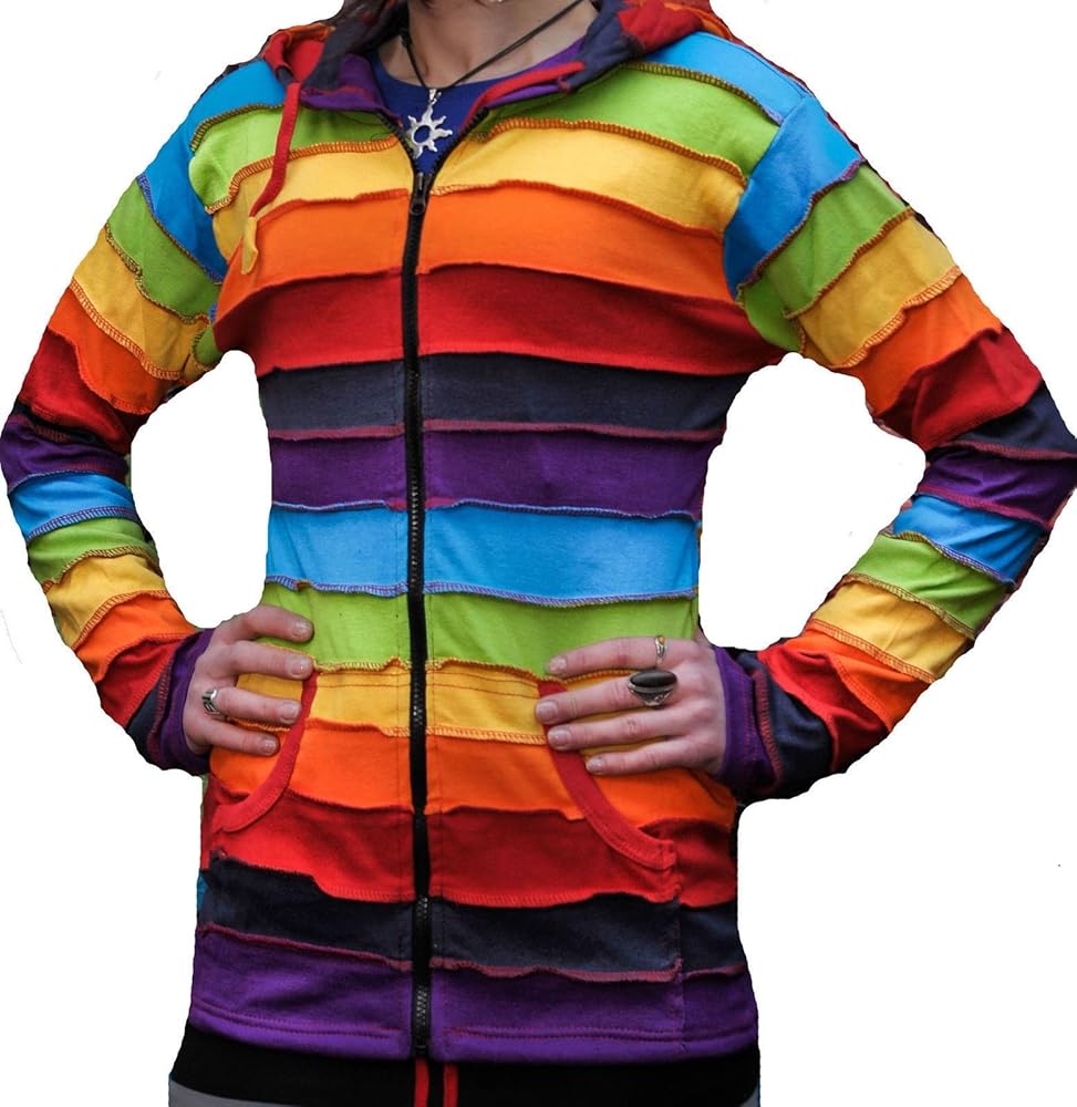 Shopoholic Fashion Women Rainbow Rib Hoodie