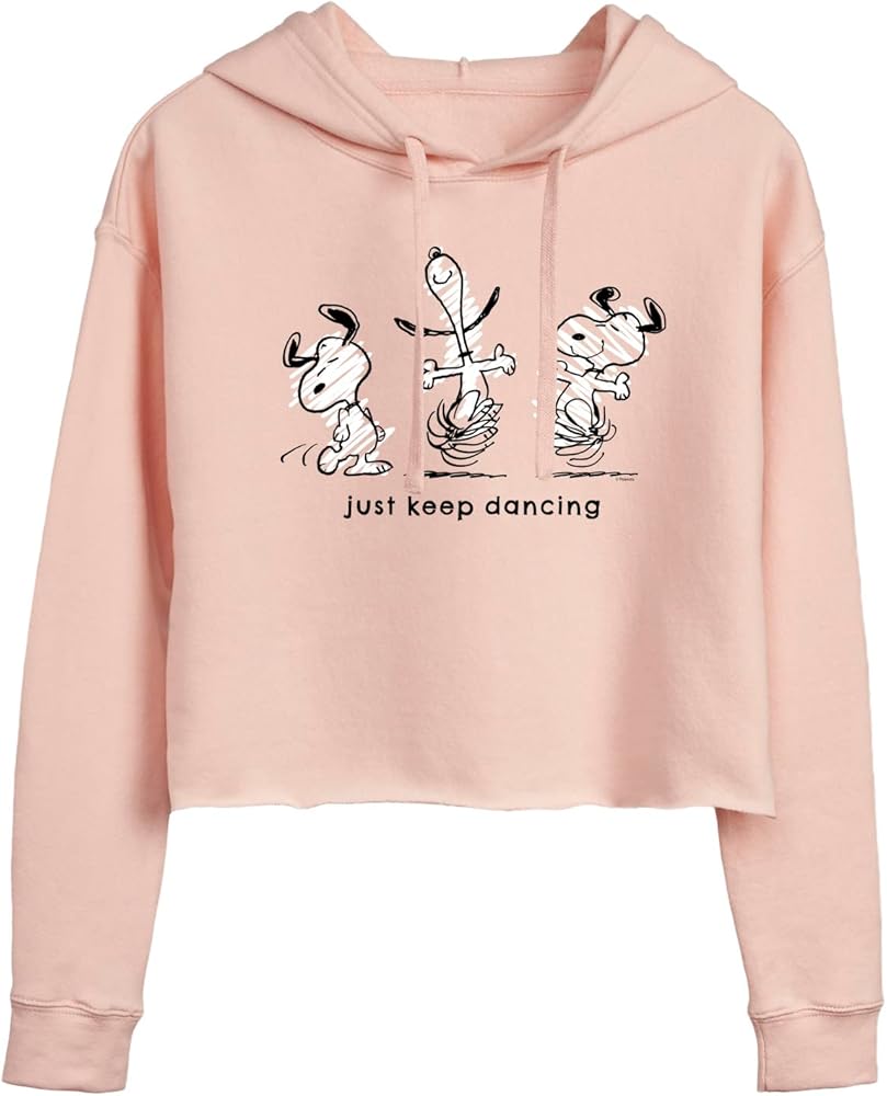 HYBRID APPAREL - Peanuts - Snoopy Just Keep Dancing - Juniors Cropped Hoodie