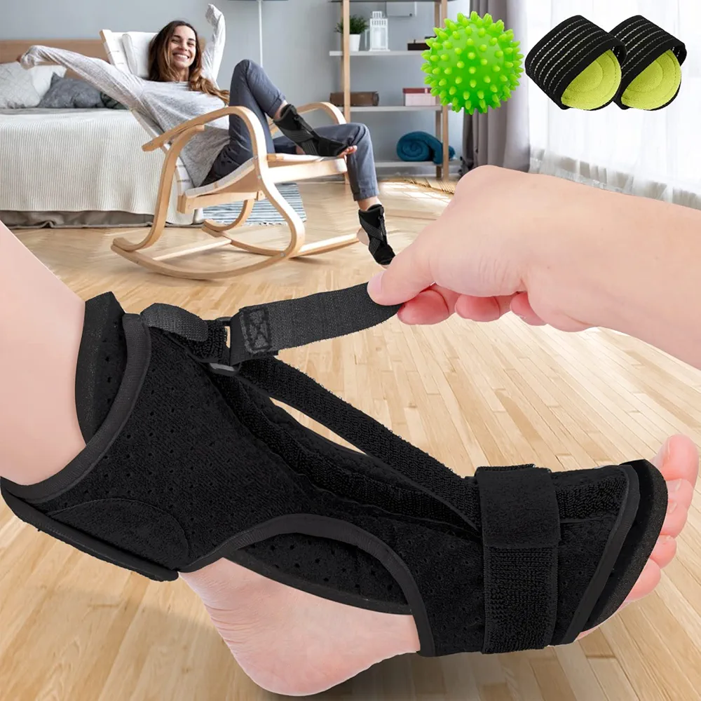 Upgraded Plantar Fasciitis Relief Night Splint,Homcary Universal Ankle Heel Pain Foot Drop Brace with Arch Support Set Achilles Tendonitis Night Splint for Plantar Fasciitis Men Women, One Size