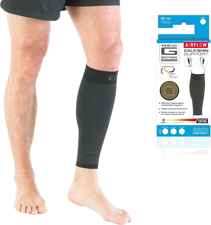 Neo-G Calf Compression Sleeve for Men and Women for Sports, Daily Wear – Shin Splint Compression Sleeve provides Shin Splint Relief, Pain Relief from Injury, Strains, Sprains, Weak Calves - S