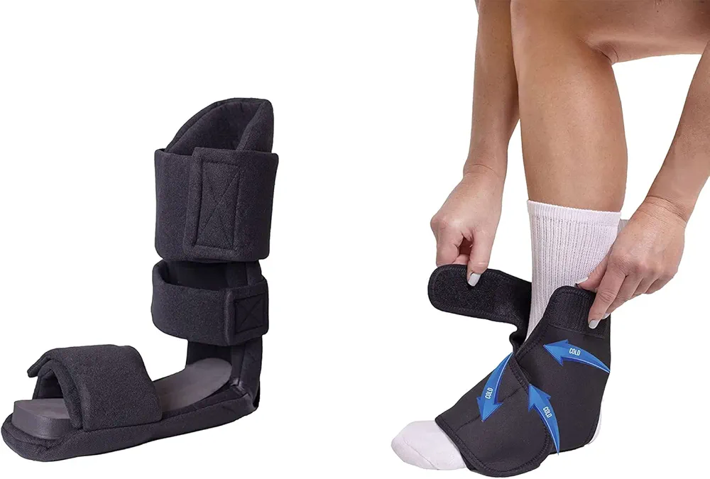 Brace Direct Night Splint (S/M) + Foot Ice Pack (S/M)- for Plantar Fasciitis Relief, Arch Support, Heel Foot Pain, Achilles Tendonitis, Drop Foot, Comfortable fit on Left or Right Foot