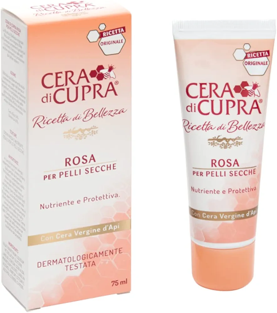 Cera di Cupra"Rosa per Pelli Secche" Cream for Dry Skin, Anti-age Formula - 2.5 Fluid Ounces (75ml) Tube [ Italian Import ]