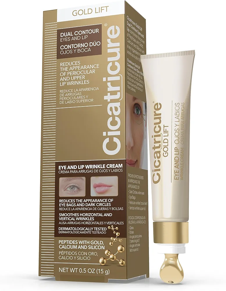 Cicatricure Gold Lift Dual Contour Eye and Lip Wrinkle Cream, Anti Aging Skin Care to Reduce Dark Circles, Puffiness & Expression Lines, 0.5 Ounce