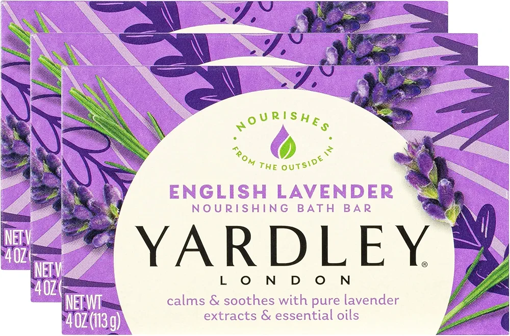 Yardley London English Lavender Naturally Moisturizing Bath Bar, 4.25 ounce (Pack of 3)