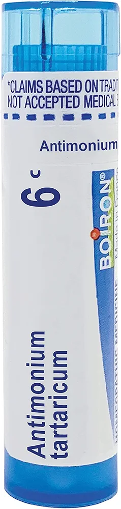 Boiron Antimonium Tartaricum 6C, 80 Pellets, Homeopathic Medicine for Cough