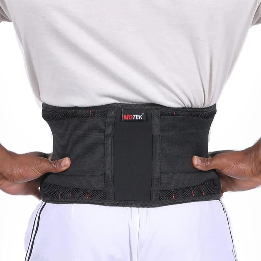 MOTEK Back Support Brace for Men & Women (Large 36-48") | Breathable Material, Lightweight Support, Dual Adjustable Straps | Lower Back Pain Relief | Lumbar Support