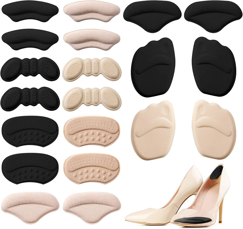 10 Pairs Heel Pads for Shoes, Heel Inserts Heel Grips for Womens Men Shoes Too Big, Foot Pain High Heel Comfort Shoe Filler, Anti Slip Shoe Filler Make Shoes Fit Tighter