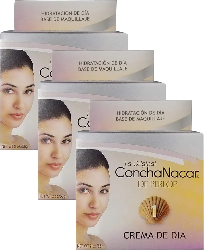 Concha Nacar Crema De Dia No.1, Day Cream 2 oz, White (Pack of 3)